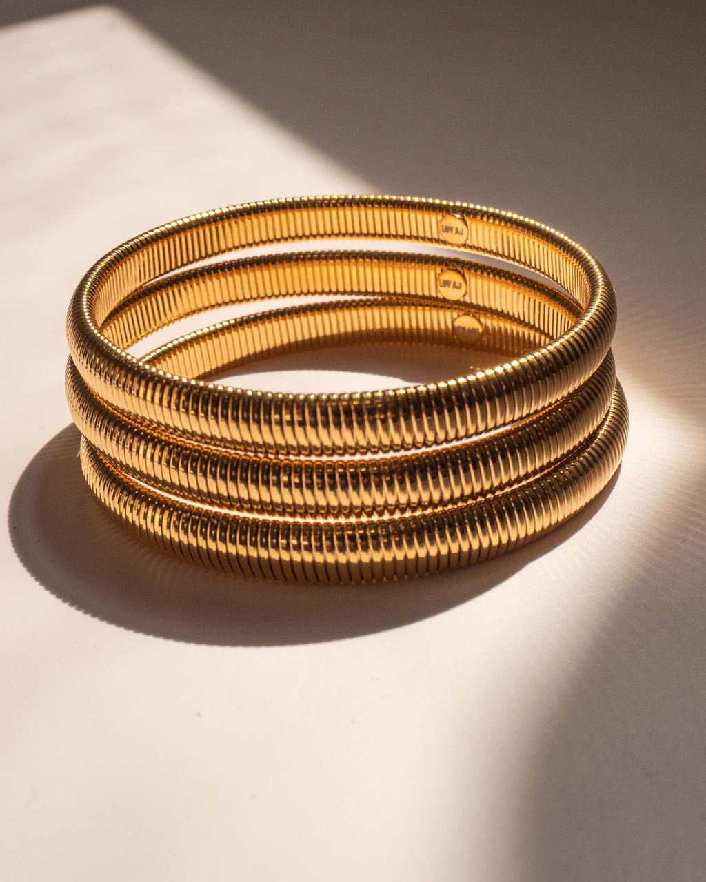 Mini Flex Snake Chain Bracelet- Set of 3 (7mm wide) - Gold (Ships Mid October) — another angle