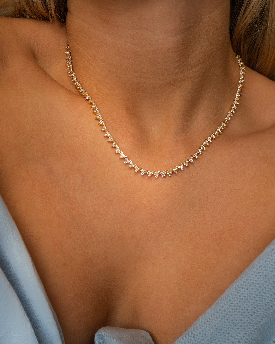 Isabelle Stud Tennis Necklace — another angle