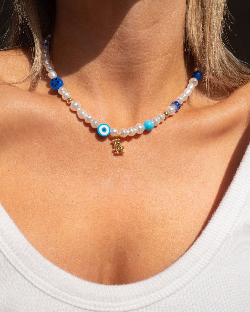 MLB Pearl Charm Necklace — detail view