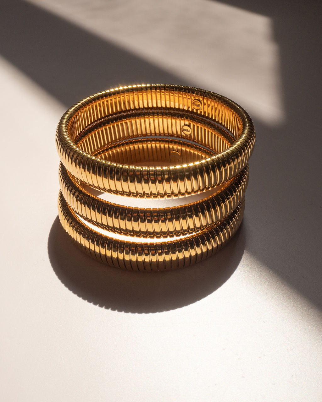 Flex Snake Chain Bracelet- Set of 3 (12mm wide) - Gold — another angle