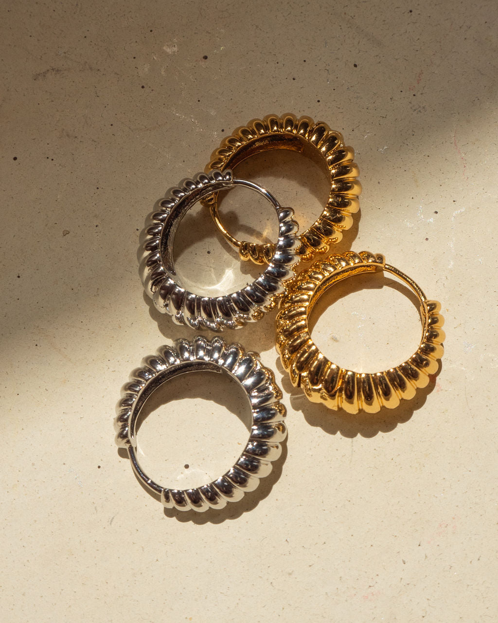 Ridged Marbella Hoops - Gold (Ships Mid September) — alternate angle