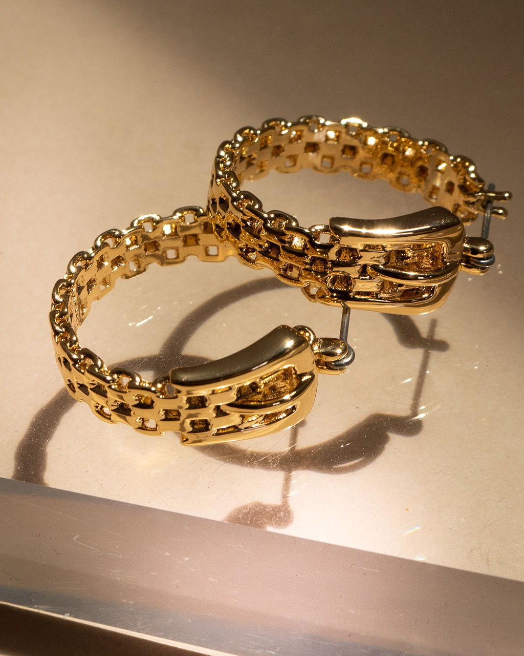 Woven Buckle Hoops - Gold — detail view