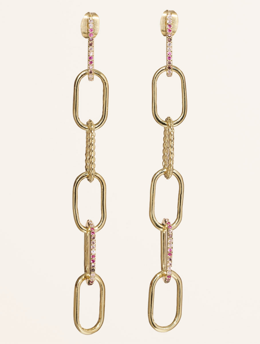 Rheya Earrings - Pink Zircons - front view