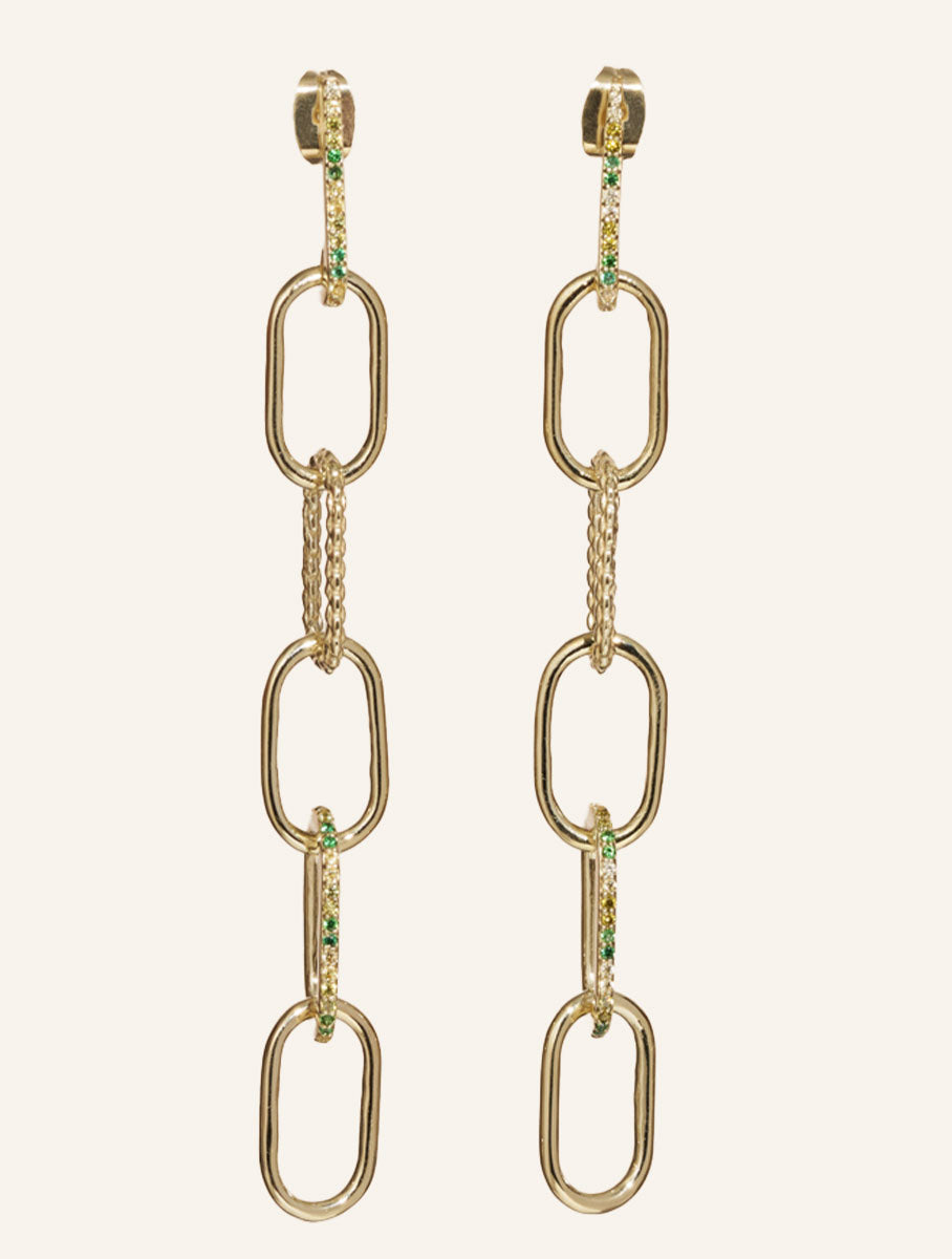 Rheya Earrings - Green Zircons - front view