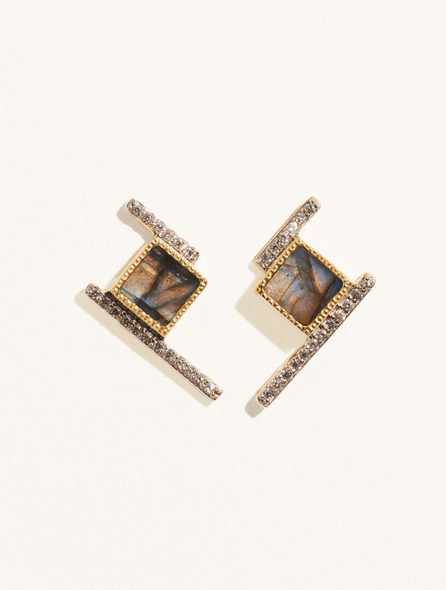 Kara Earrings - Labradorite - front view