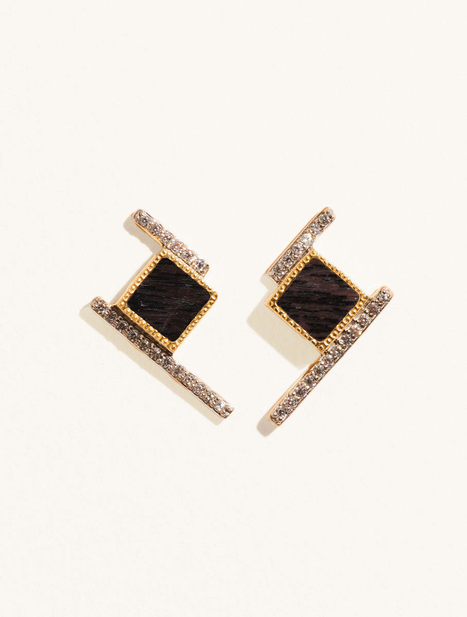 Kara Earrings - Textured Onyx - front view