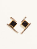 Kara Earrings - Textured Onyx - front view