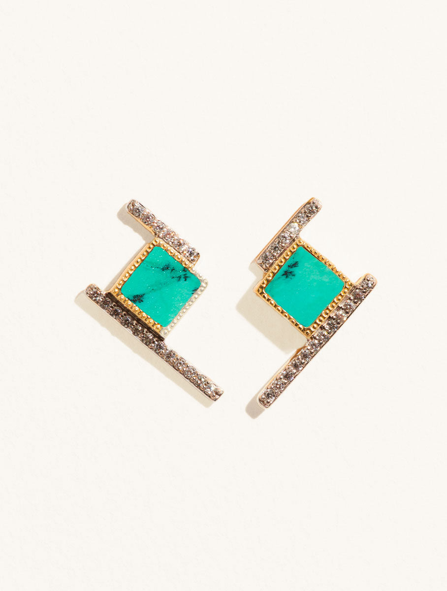 Kara Earrings - Turquoise - front view