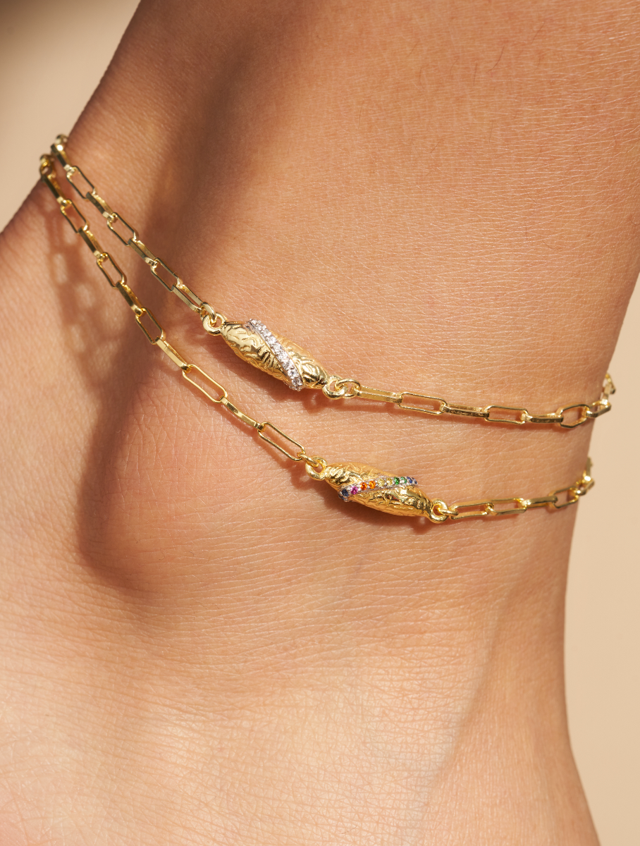 Of Bracelet - Ankle Rheya - White Zircons - alternate view
