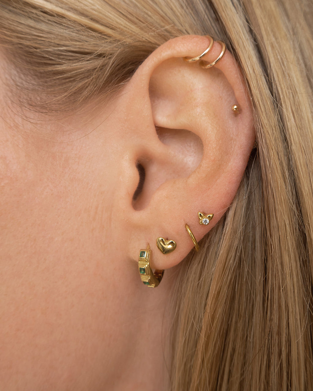 Bezel Pyramid Huggies - Earrings — alternate view 2