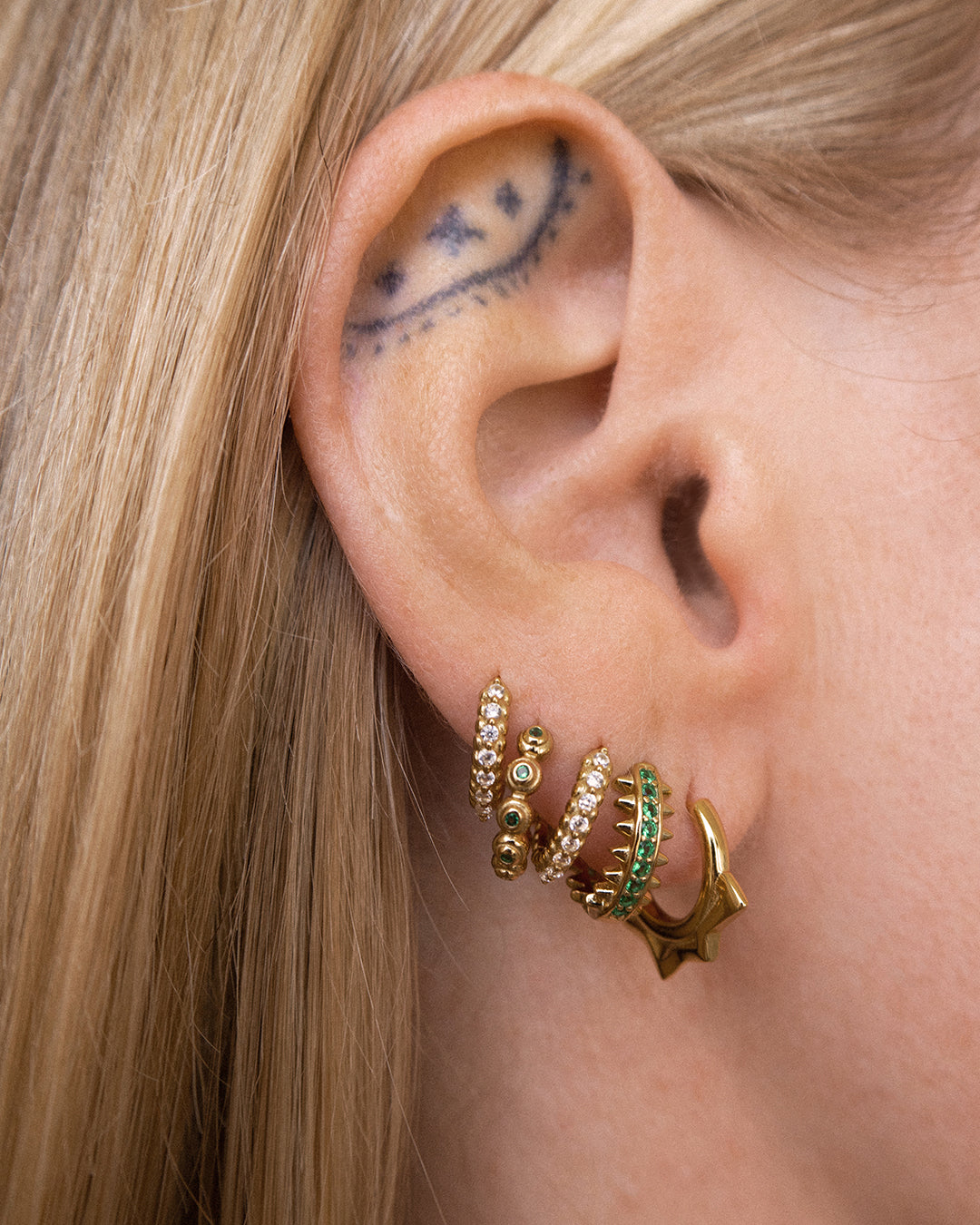 Beaded Pavé Huggies - Earrings — detail view