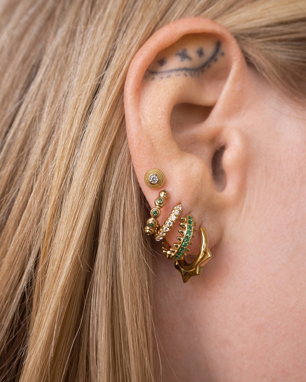 Dainty Spike Huggies - Earrings — detail view