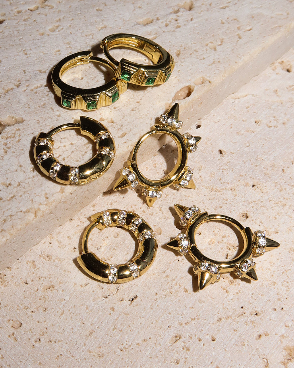 Bamboo Pavé Huggies - Earrings — alternate view 2