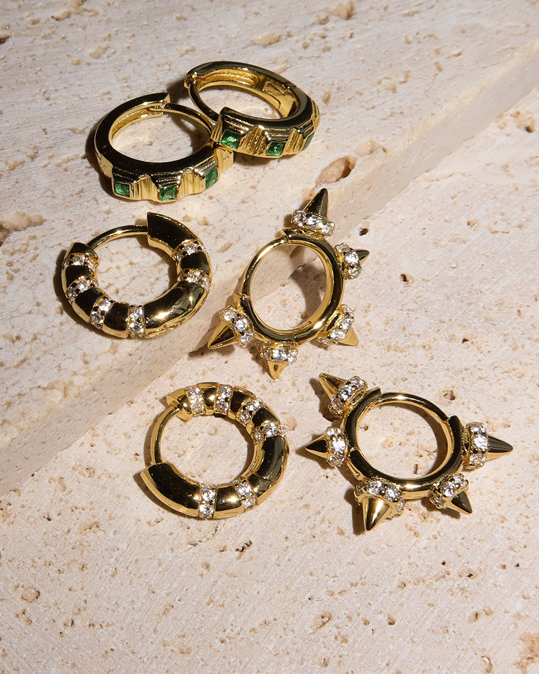 Bezel Pyramid Huggies - Earrings — alternate angle