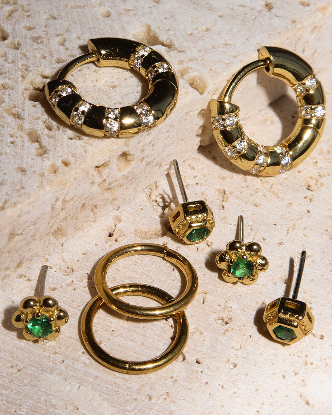 Bamboo Pavé Huggies - Earrings — another angle