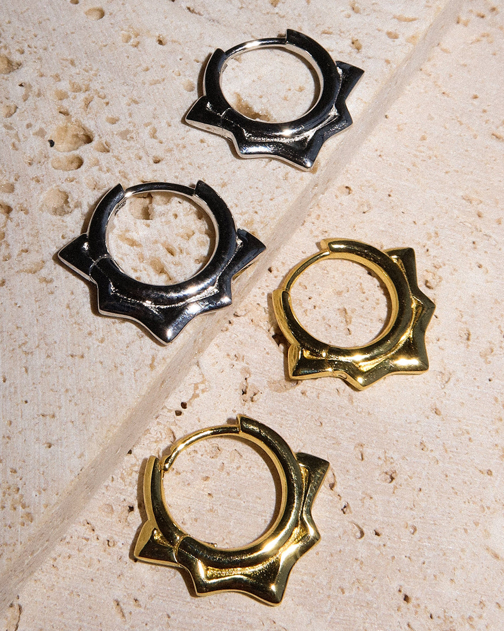 Dainty Spike Huggies - Earrings — another angle
