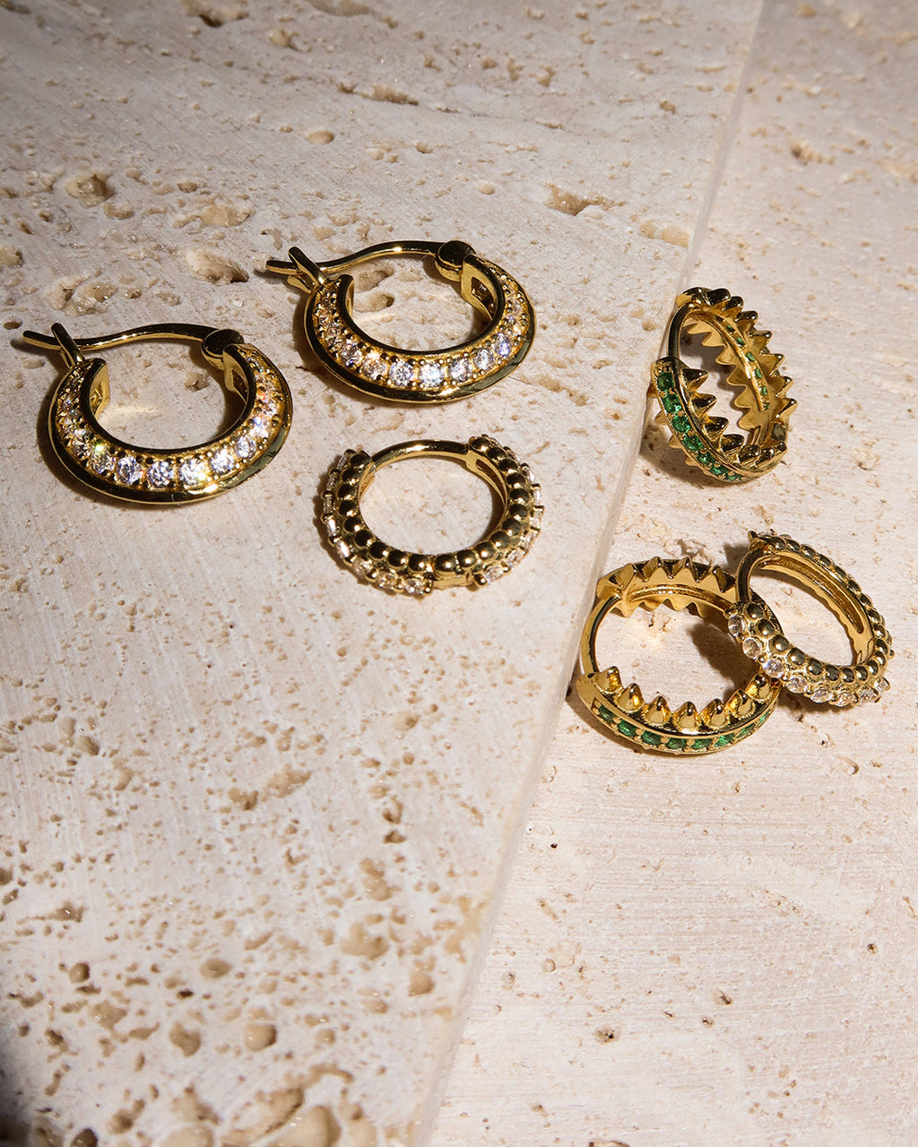 Bevel Pavé Edge Huggies - Earrings — alternate angle