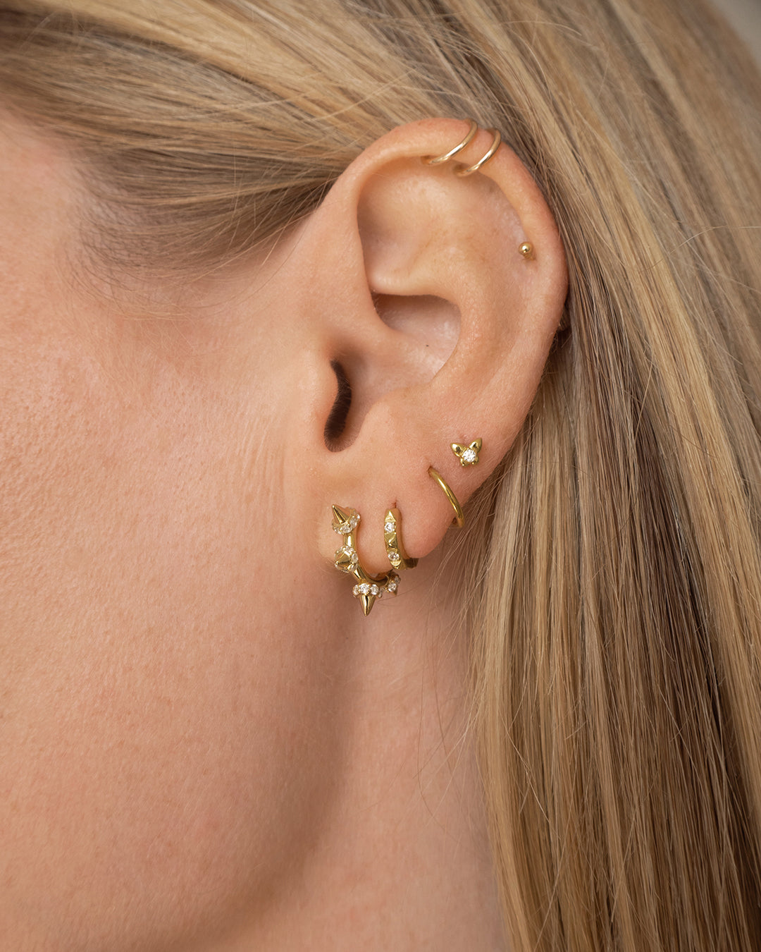 Punk Stud Pavé Huggies - Earrings — alternate view 2