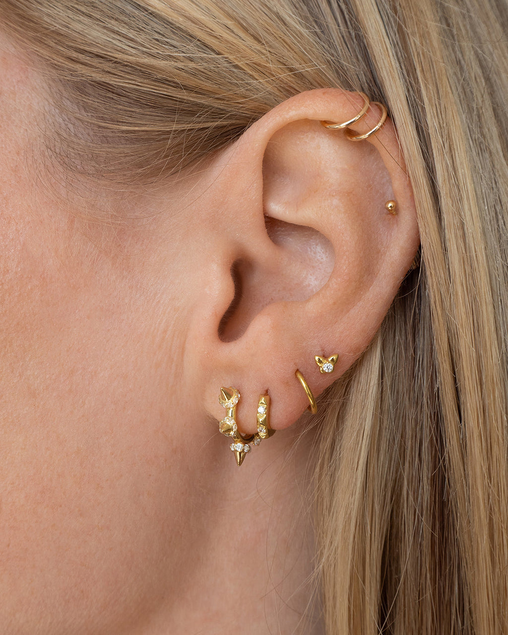 Pavé Spike Huggies - Earrings — another angle