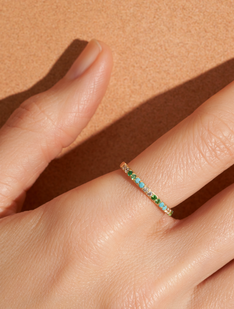 Rheya Ring - Zircons Turquoises - alternate view