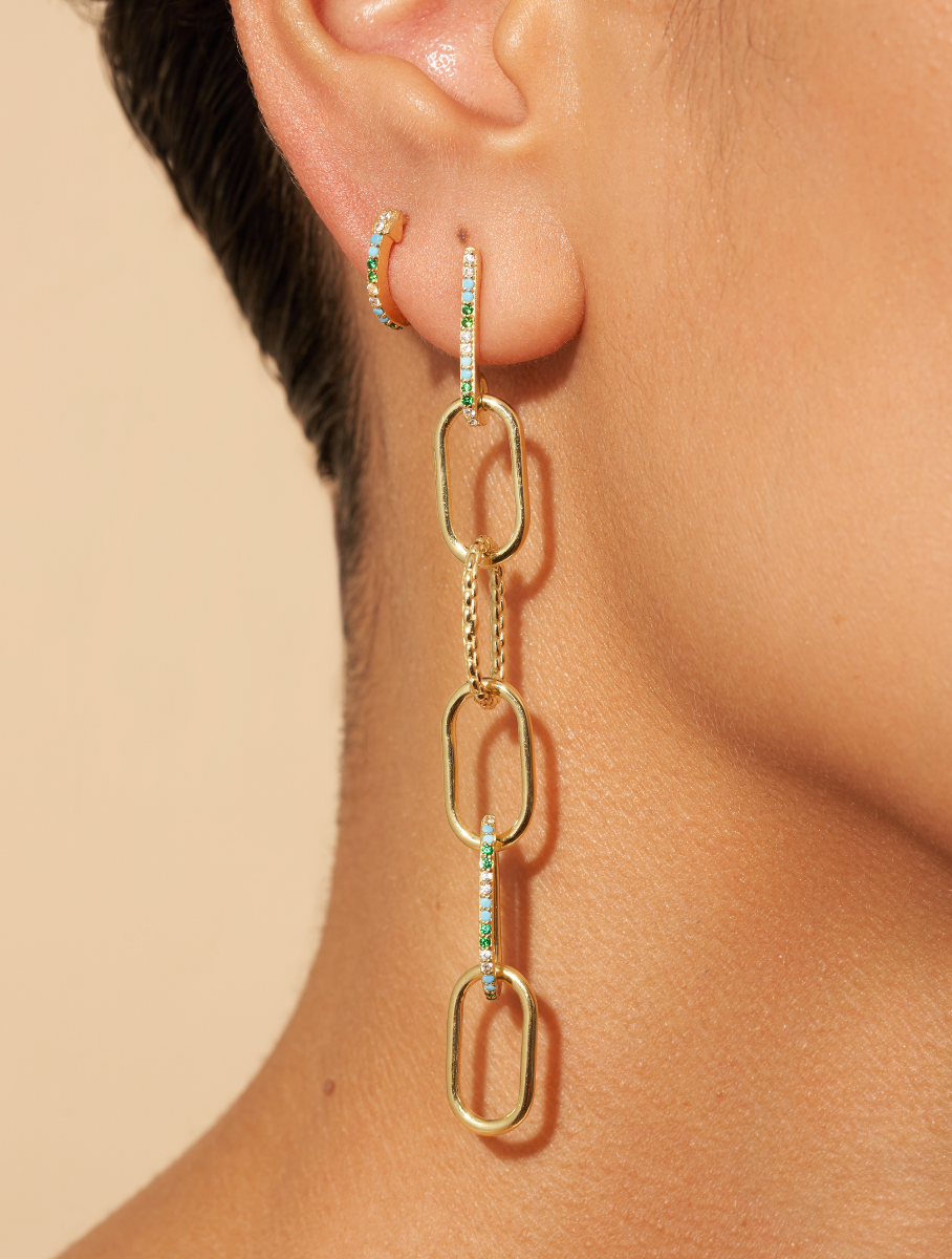 Rheya Earrings - Zircons Turquoises - alternate view