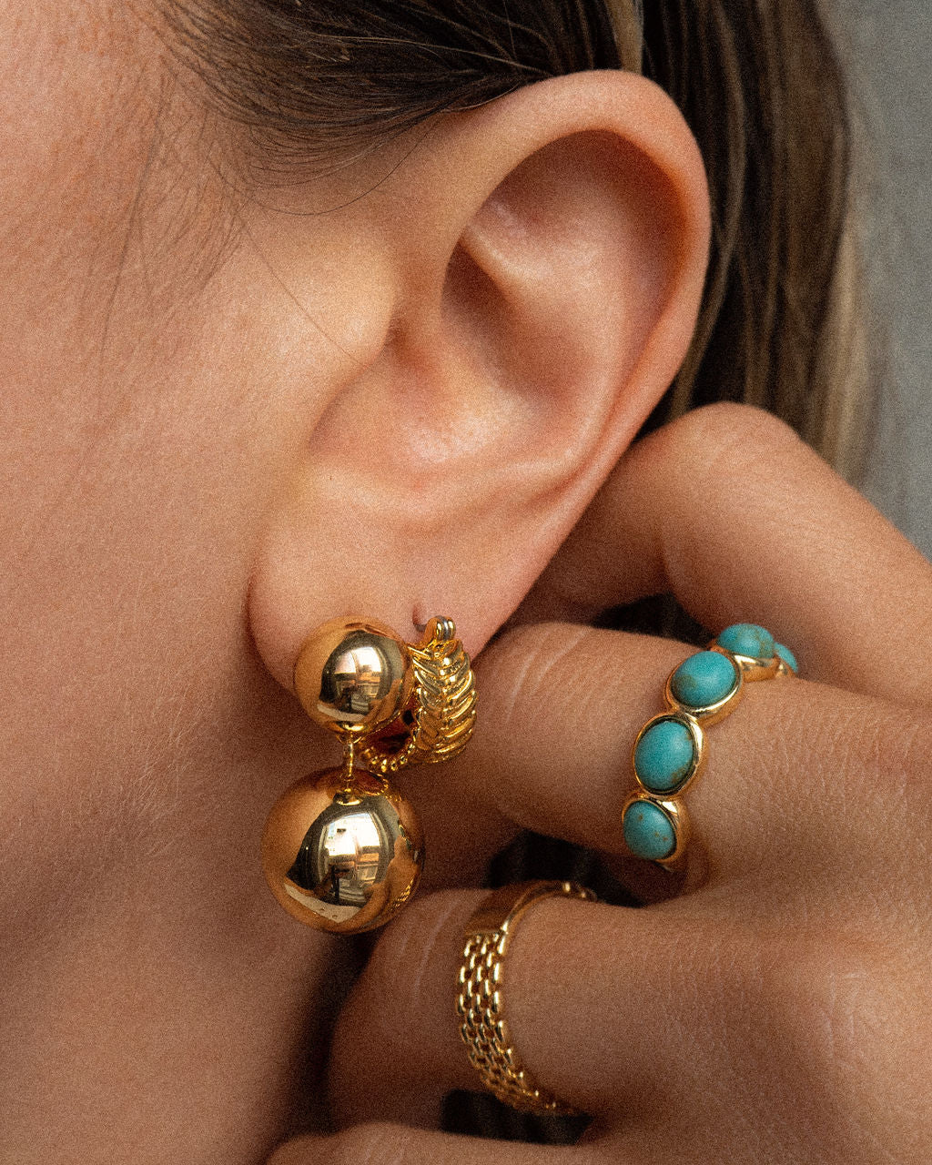 Double Ball Earrings - Silver — alternate view 2