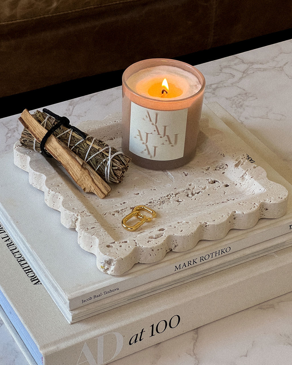 The Luv Aj Travertine Tray — alternate view