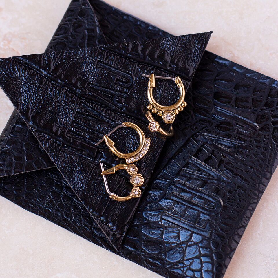 Full Bloom Hoop Earring Set - Gold — another angle